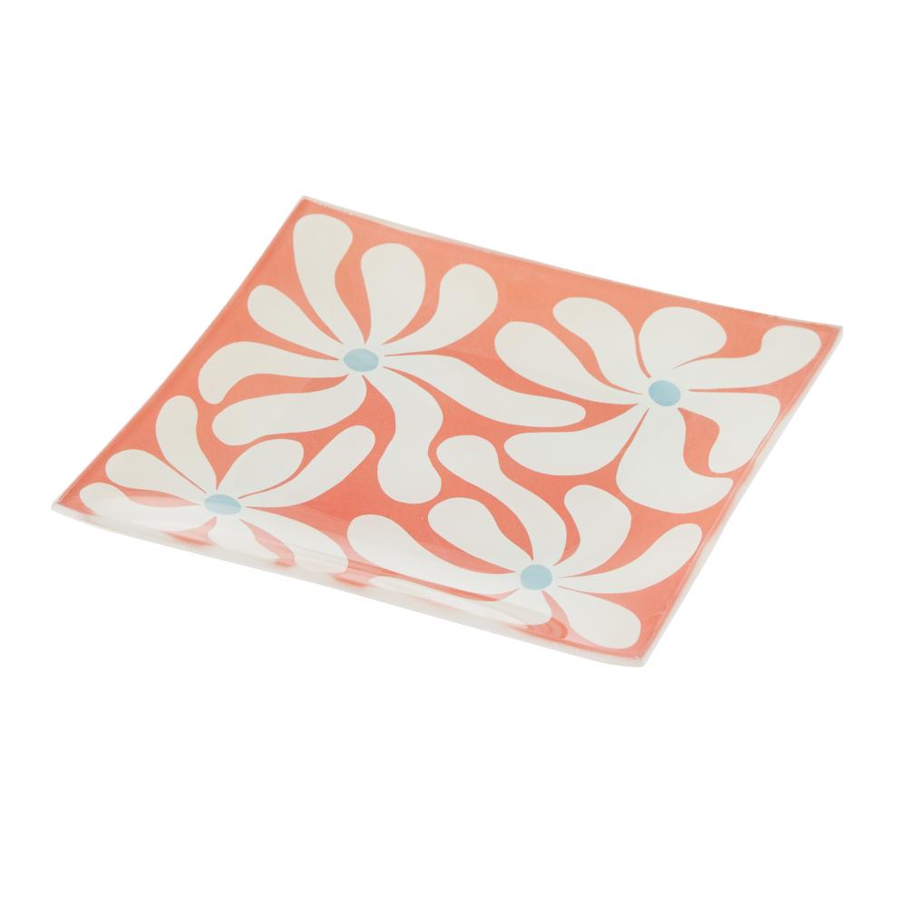 Emporium Lulu Glass Square Flower Plate orange - MyHouse