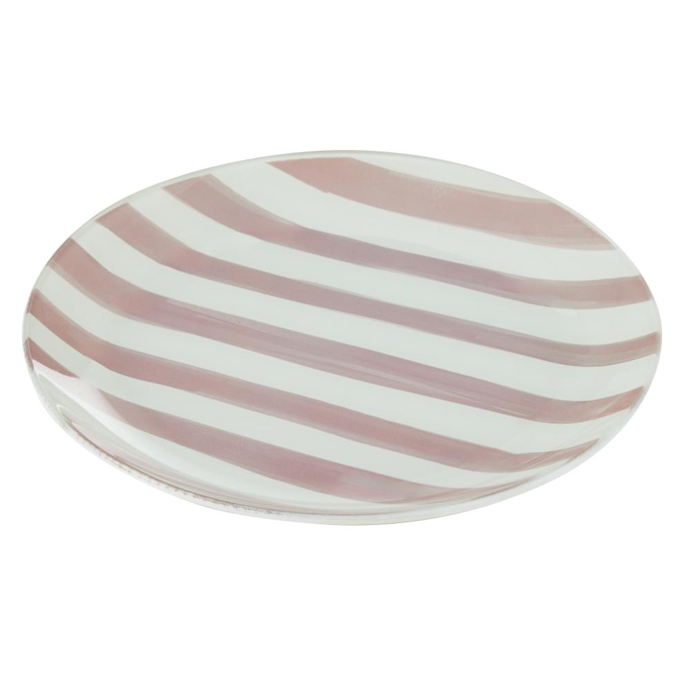 Emporium Lulu Glass Stripe Plate Purple at MyHouse