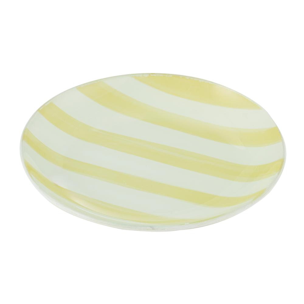Emporium Lulu Glass Stripe Plate Yellow at MyHouse