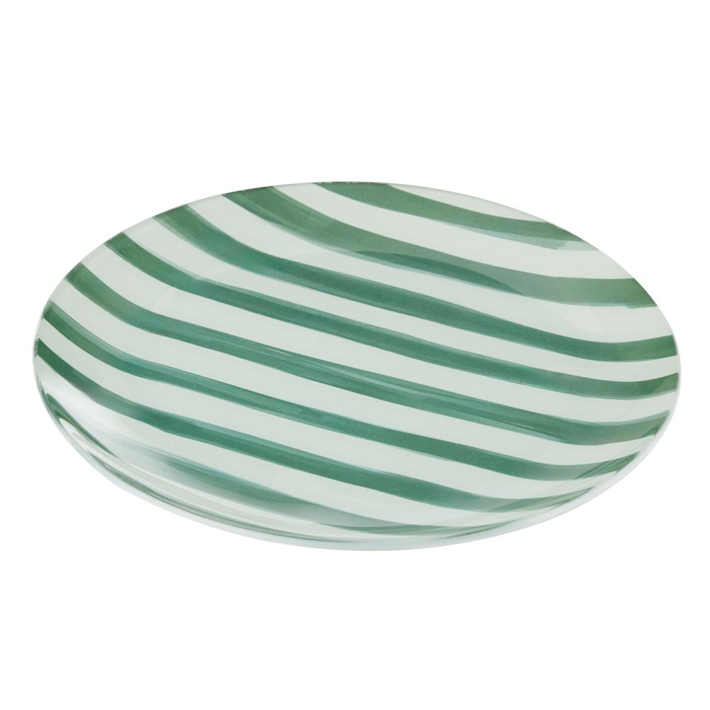 Emporium Lulu Glass Stripe Plate Green at MyHouse