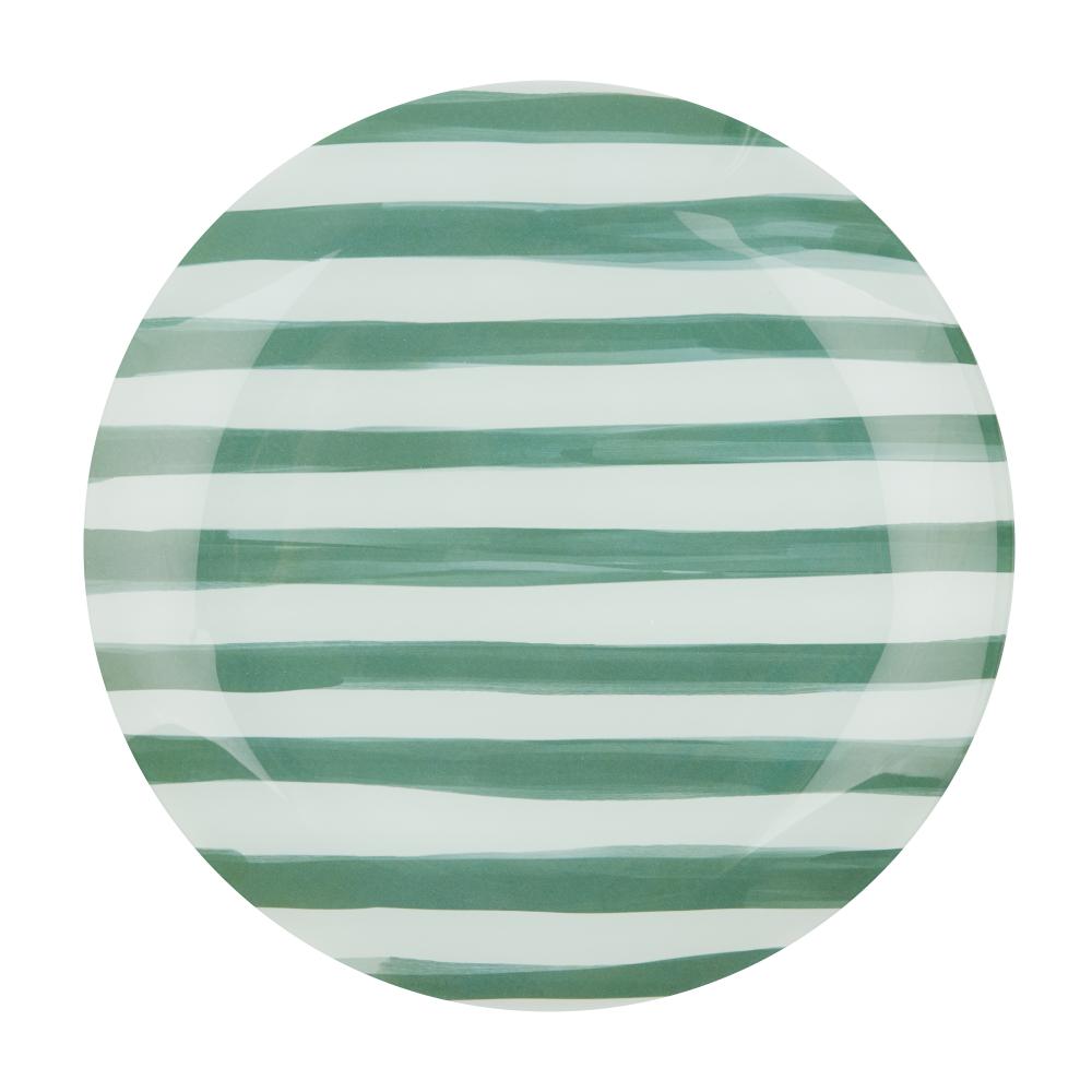 Emporium Lulu Glass Stripe Plate Green at MyHouse