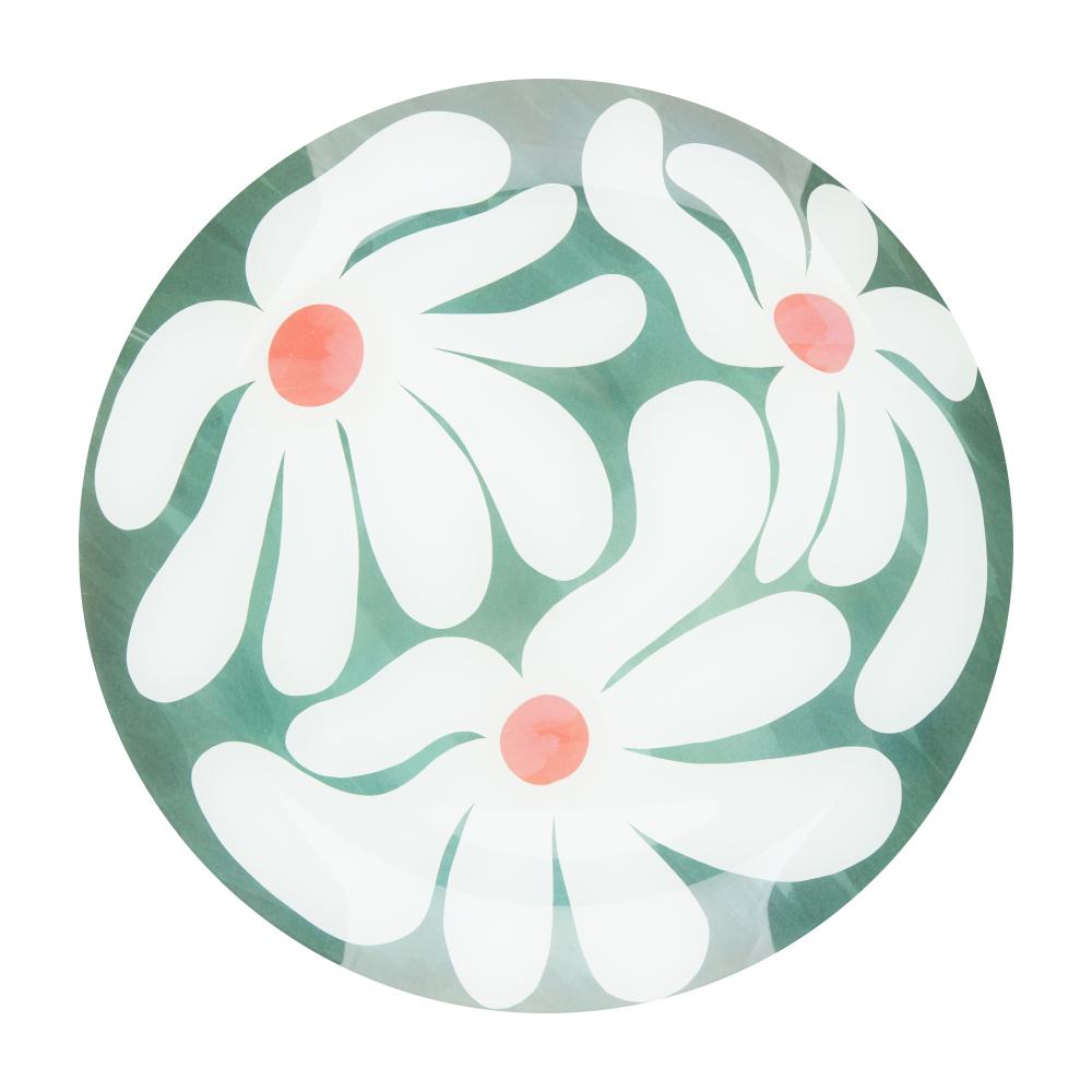 Green with plate with white flowers -Emporium Lulu Glass Flower Plate 16cm - MyHouse