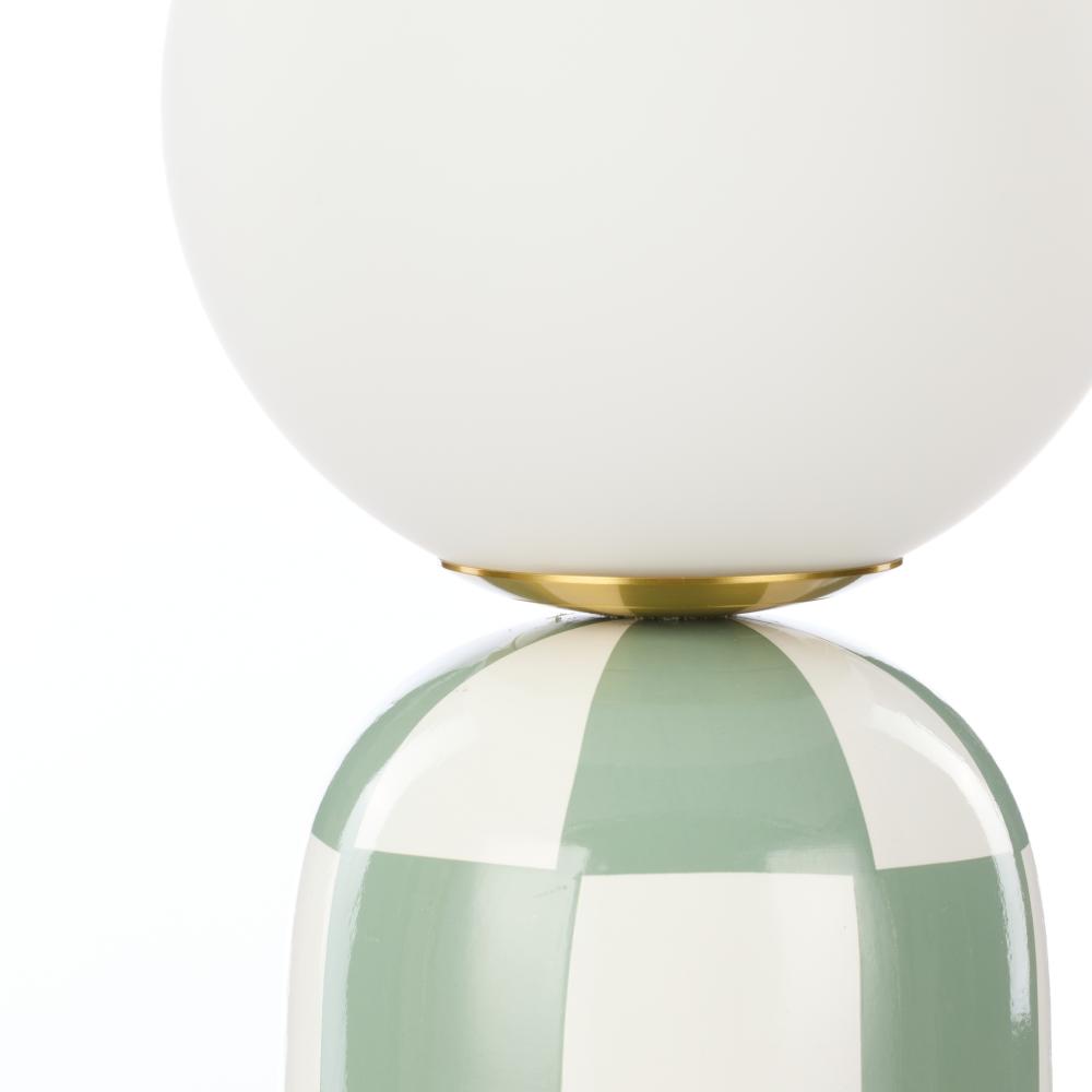 Sage green and White Check lamp with round head - Emporium Archie Table Lamp - MyHouse