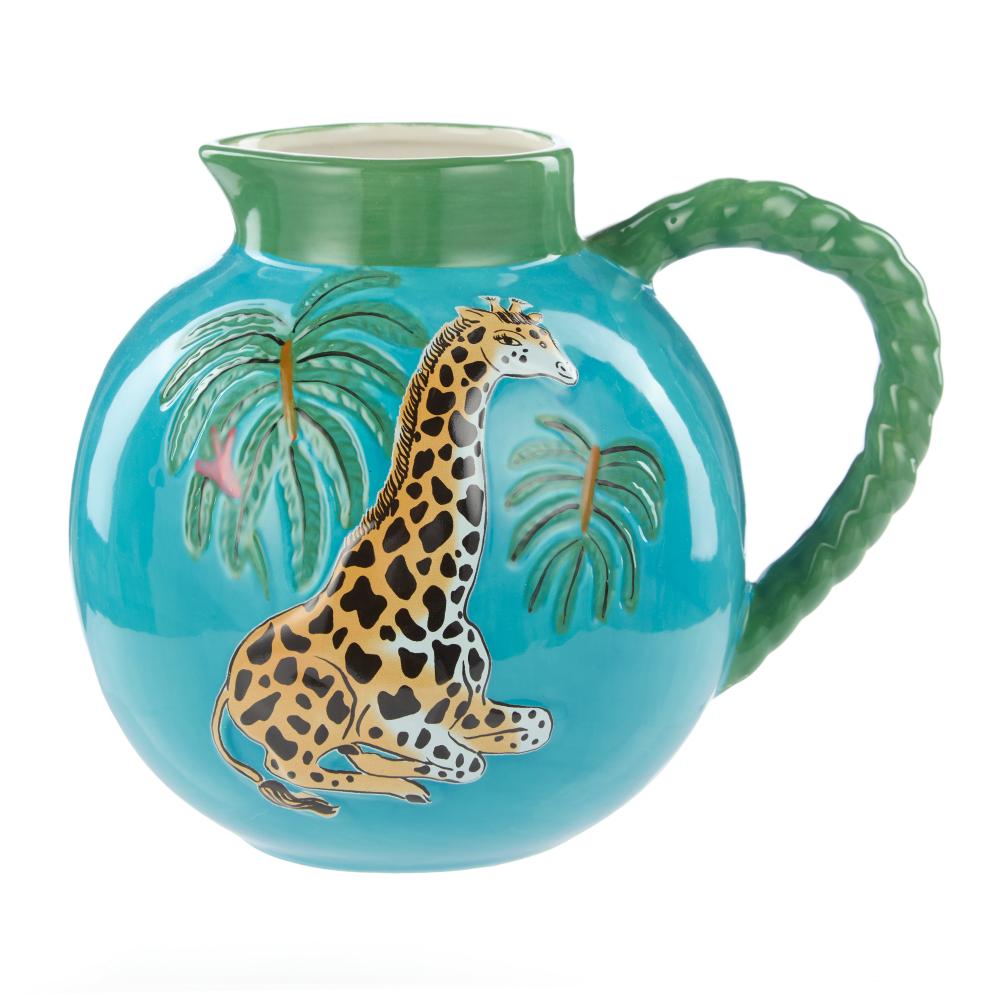 Emporium Fuller Giraffe Vase in Blue with green twisted handle - MyHouse