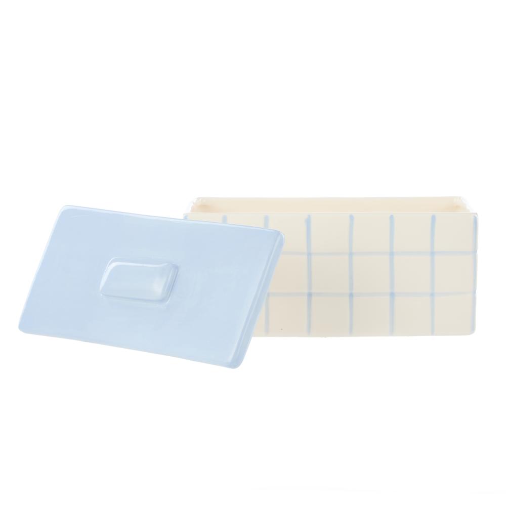 Emporium Lulu Collection Ceramic Box Blue Grid at MyHouse