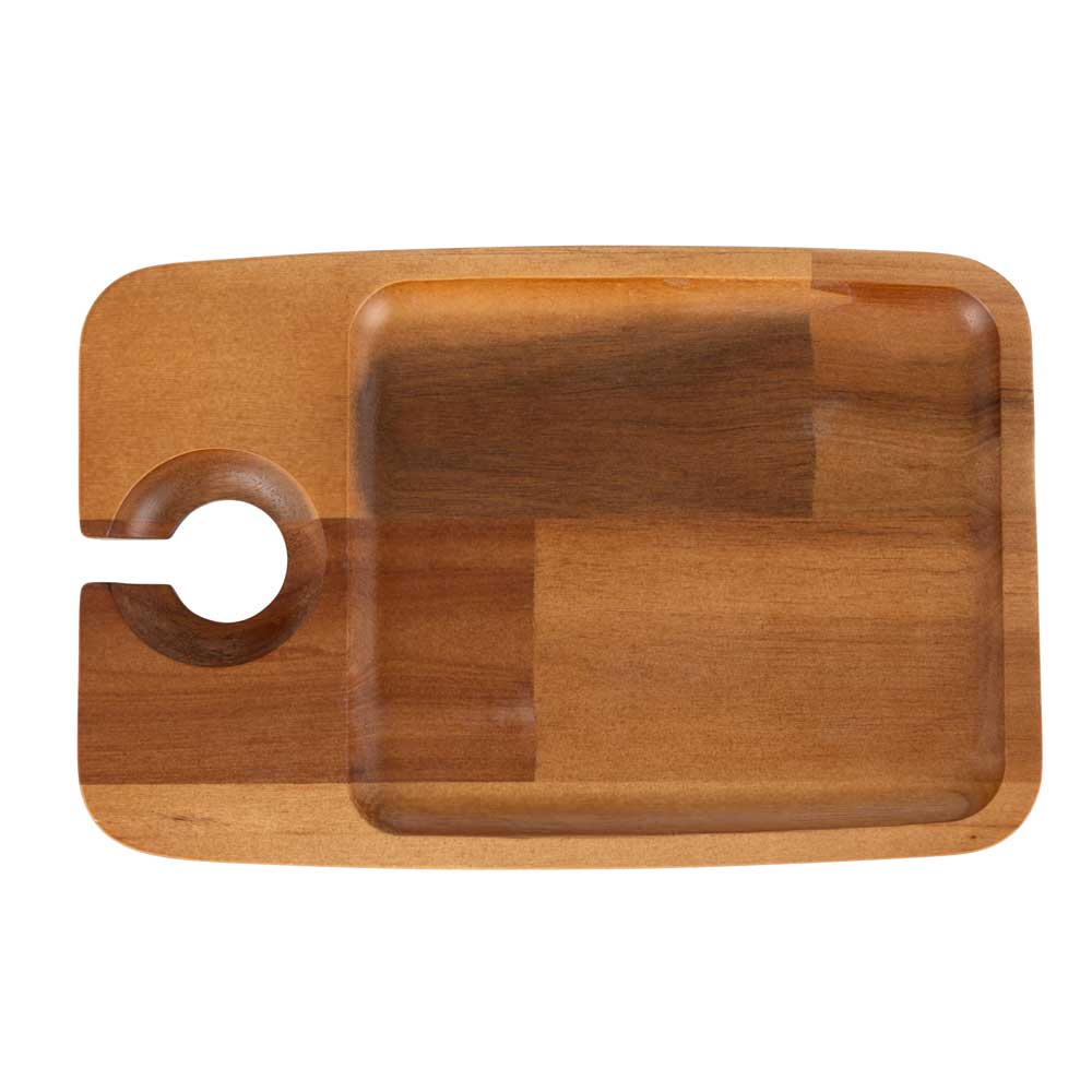 Davis & Waddell Cantina Acacia Wood Serving Board With Wine Glass Holder