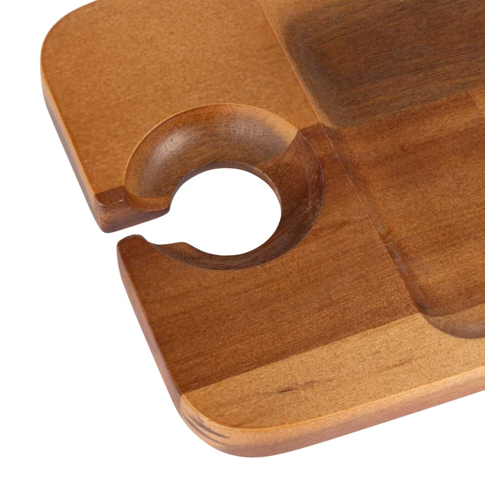Davis & Waddell Cantina Acacia Wood Serving Board With Wine Glass Holder