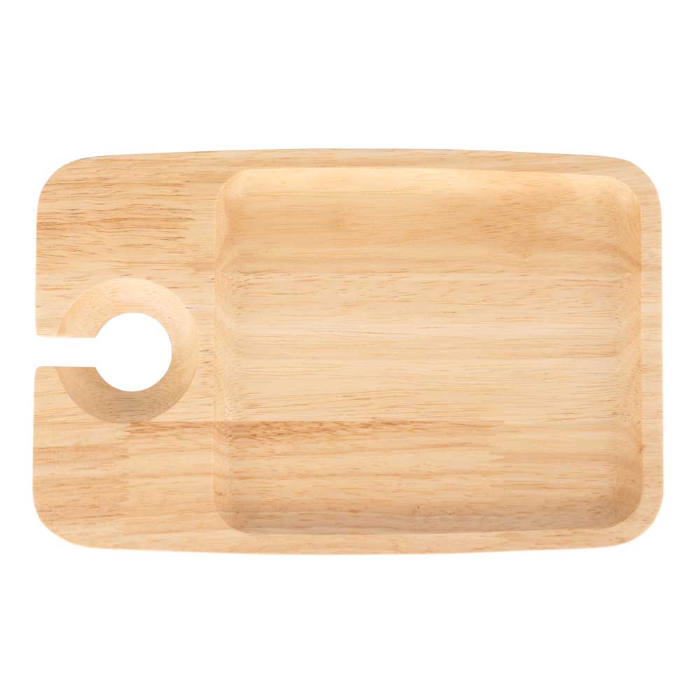 Davis & Waddell Cantina Rubber Wood Serving Board With Wine Glass Holder