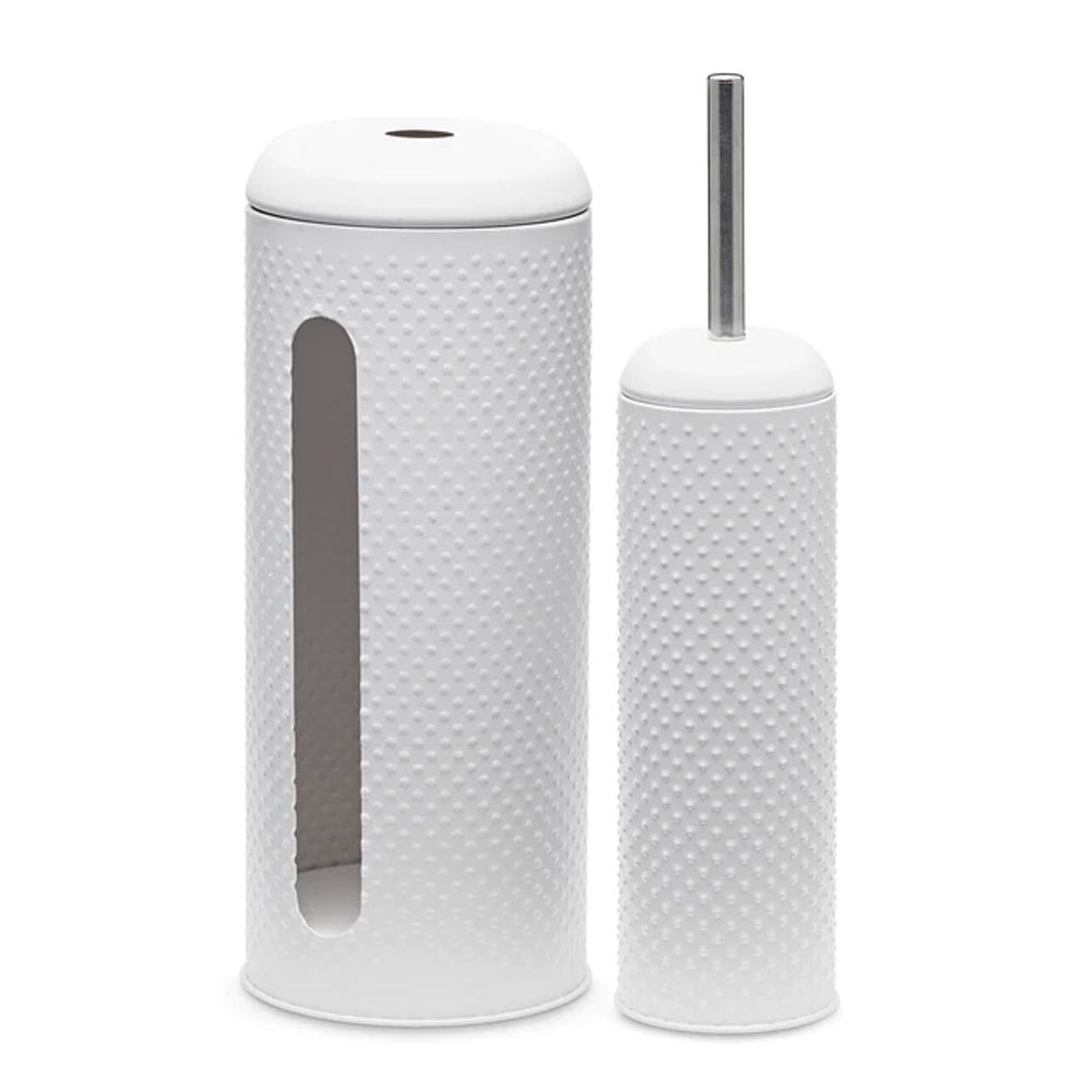 Salt & Pepper Suds Metal 2 Piece Toilet Brush & Roll Holder Set