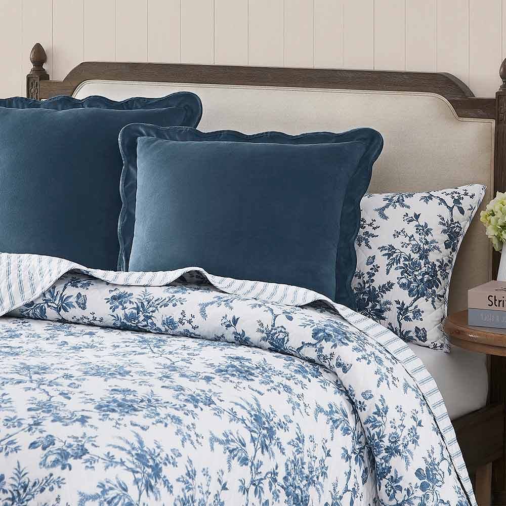 Laura Ashley Somerford European Pillowcase Midnight Blue on floral quilt cover at MyHouse