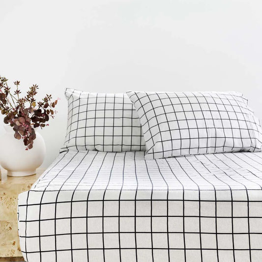 Bambury Grid Flannelette Fitted Sheet Set