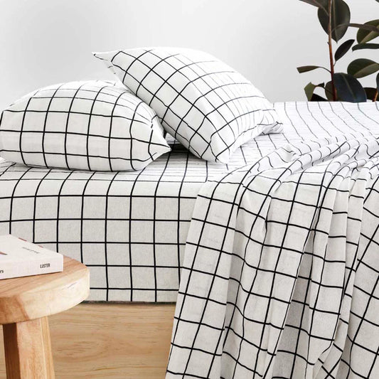 Bambury Grid Flannelette Sheet Set