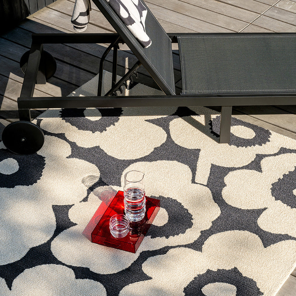 Marimekko Unikko Outdoor Rug Charcoal White