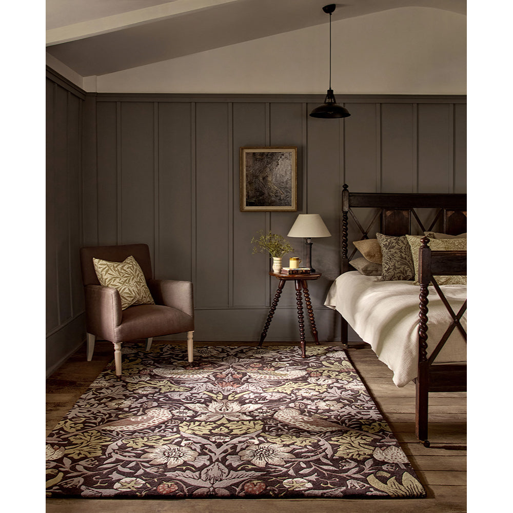 Morris & Co Strawberry Thief Rug Grape
