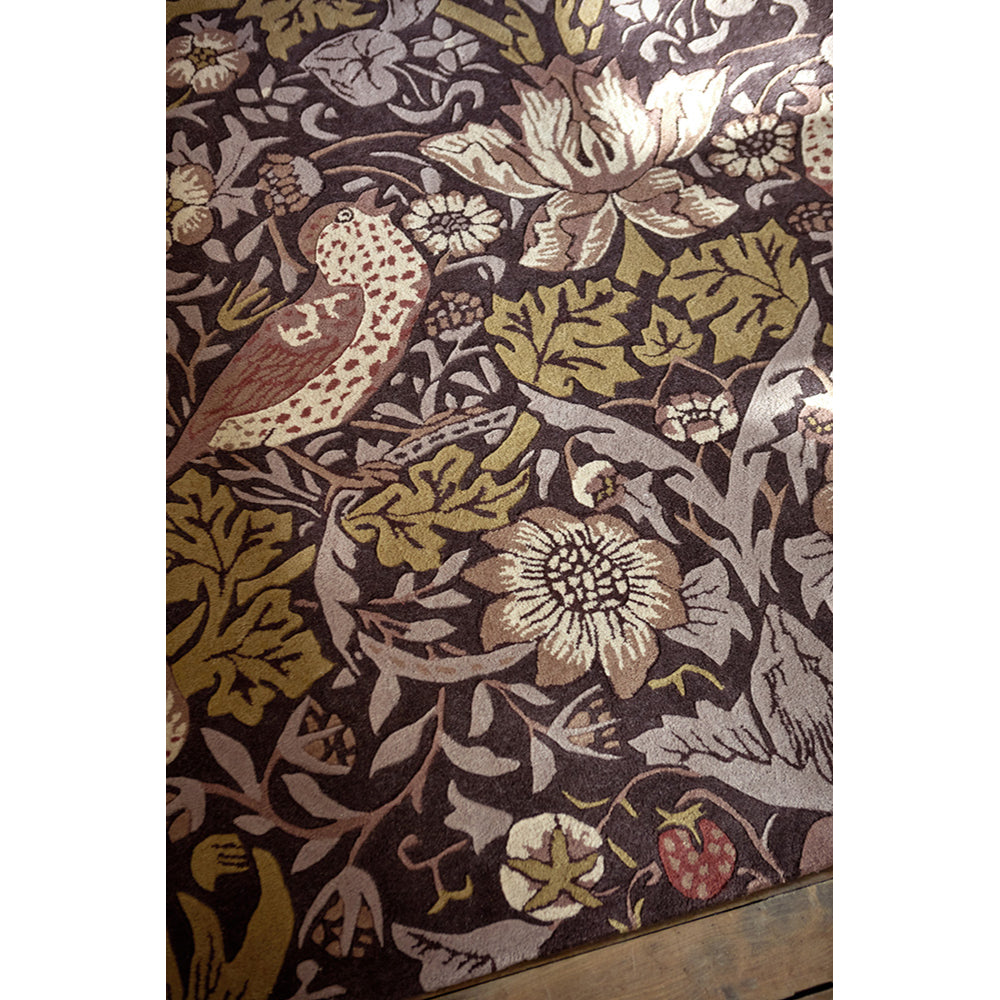 Morris & Co Strawberry Thief Rug Grape
