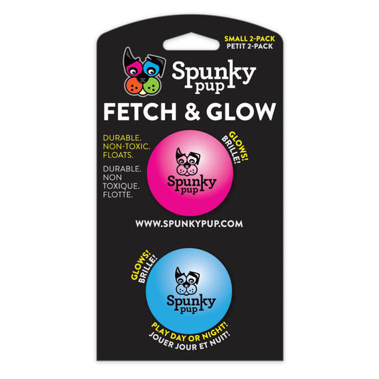 Spunky Pup Fetch & Glow Ball Dog Toy Small 2 Pack