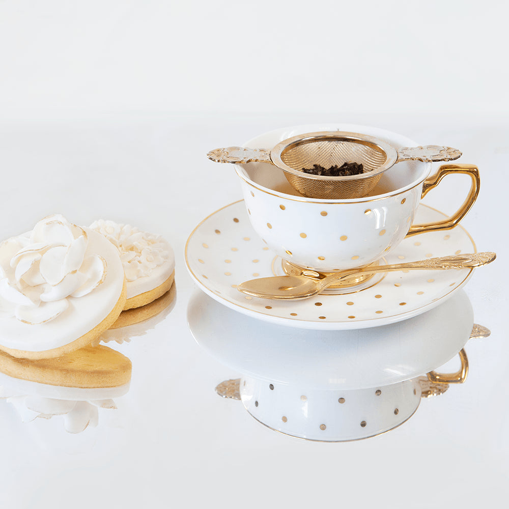 Cristina Re Polka Gold Ivory Teacup