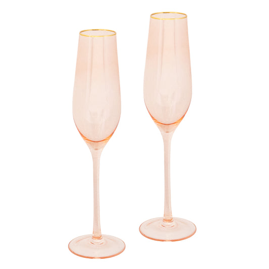 Cristina Re Rose Crystal Set of 2 Champagne Flutes