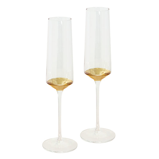 Cristina Re Estelle Gold Set of 2 Champagne Flutes