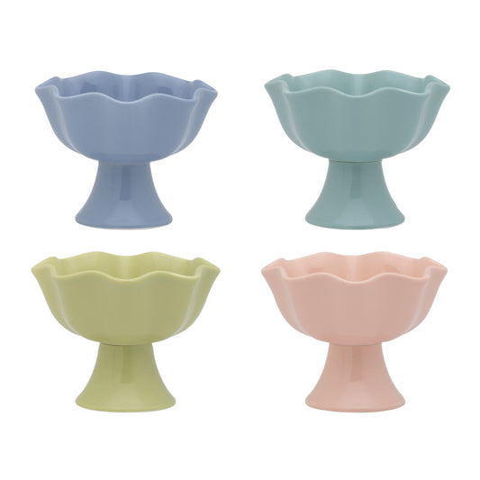 Ecology Ruffle Set of 4 Footed Bowls