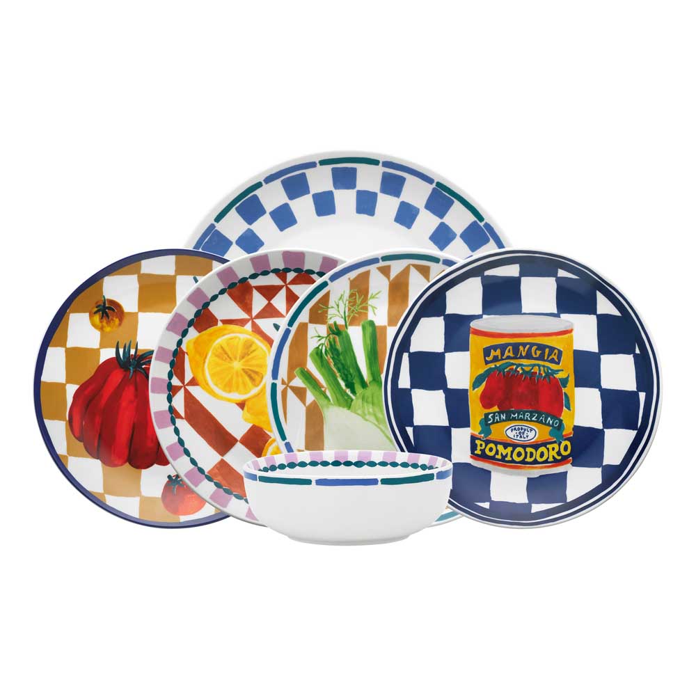 Porto Valentina 12 Piece Dinnerset Multicoloured with Dinner plates, side plates, and bowls, at MyHouse