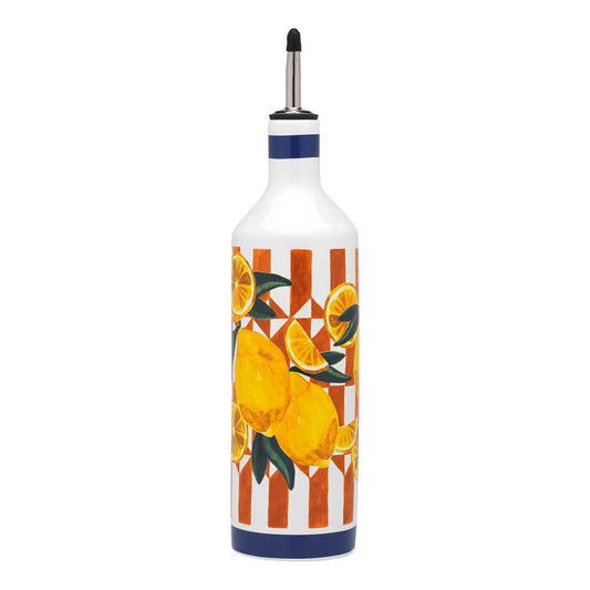 Porto Valentina Oil Bottle 750ml Orange Stripe with lemons at MyHouse