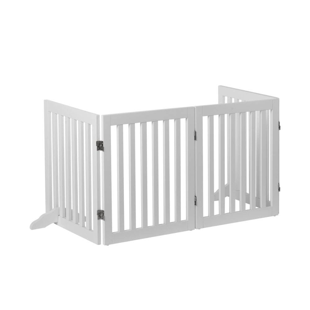 Charlie's Pet Durable Wooden 4 Panel Freestanding Pet Gate White