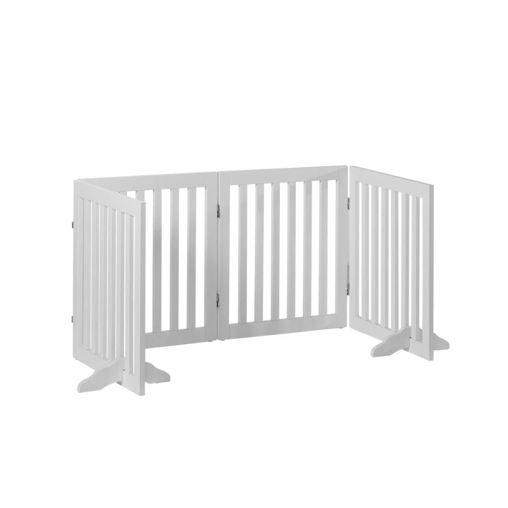 Charlie's Pet Durable Wooden 4 Panel Freestanding Pet Gate White