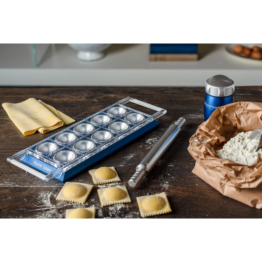 Marcato Ravioli Tablet with Rolling Pin Blue