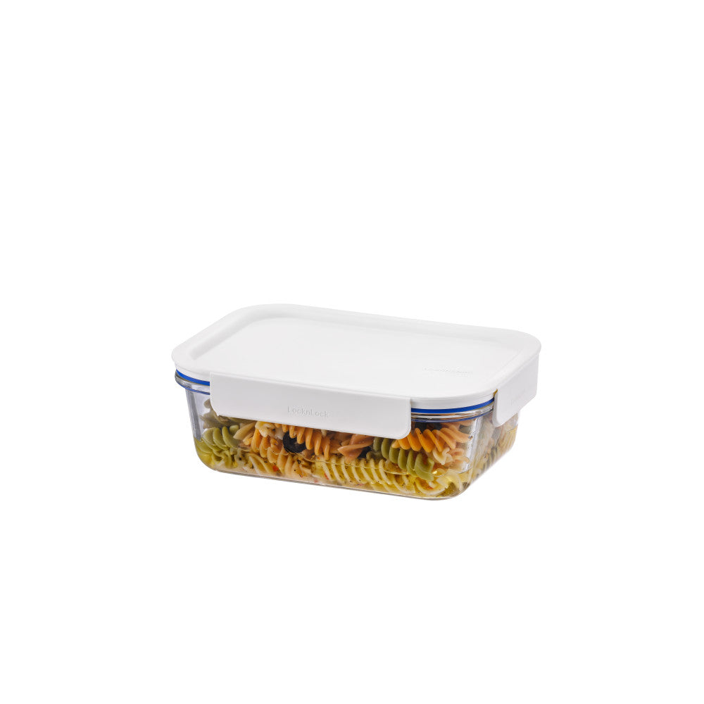 Locknlock Clear Glass White Rectangle Container 1L
