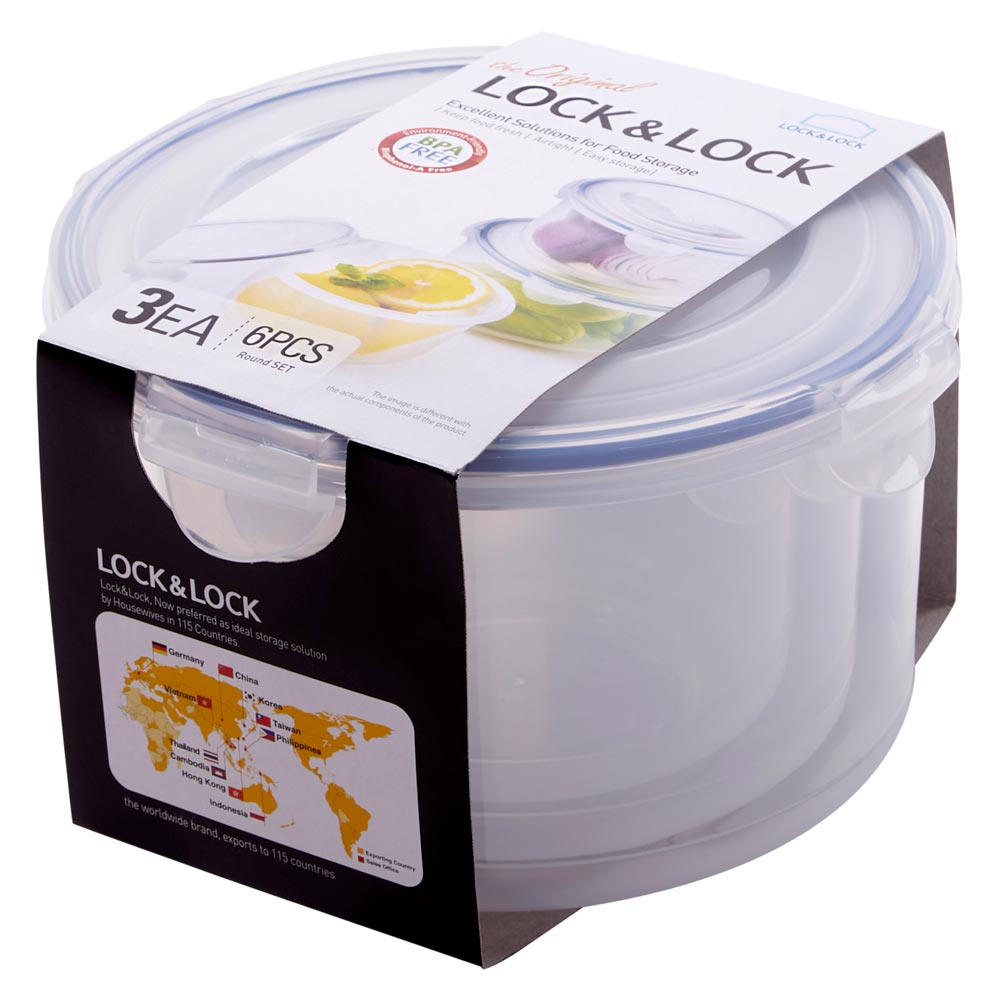 Lock & Lock Classic 3 Piece Round Container Set