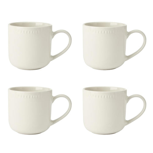 Mikasa Cranborne 4 Piece Stoneware Mug Set 320ml Cream