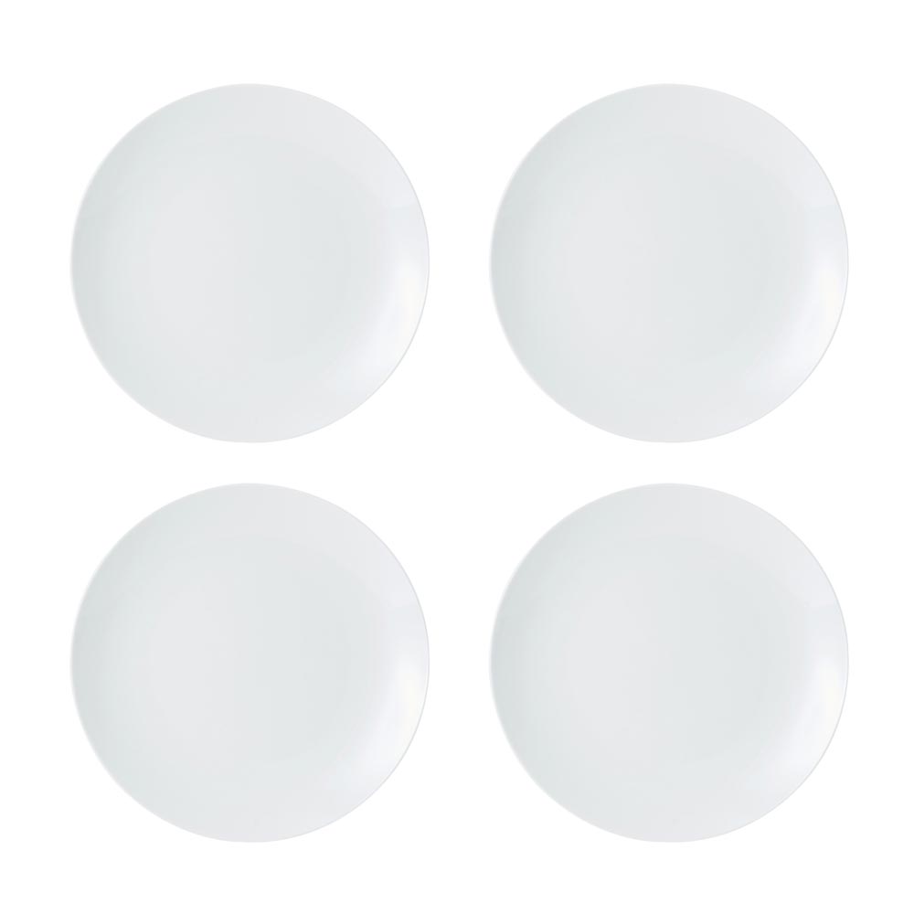 Mikasa Chalk 4 Piece Porcelain Dinner Plate Set 27cm White