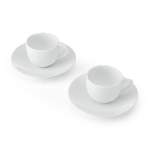 Mikasa Chalk Set of 2 Porcelain Cappuccino Cups and Saucers 310ml White