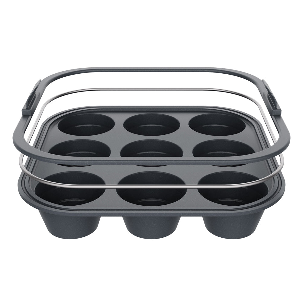 Daily Bake Silicone Square Collapsible Air Fryer 9 Cup Muffin Pan