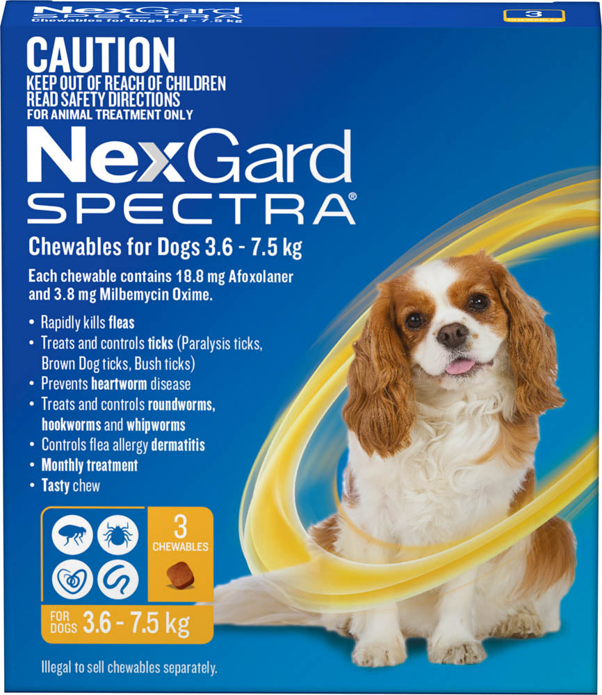 Nexgard Spectra Yellow For Small Dogs 3.6-7.5kg