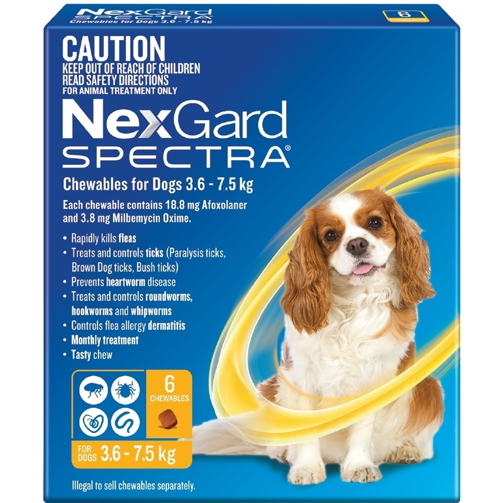 Nexgard Spectra Yellow For Small Dogs 3.6-7.5kg