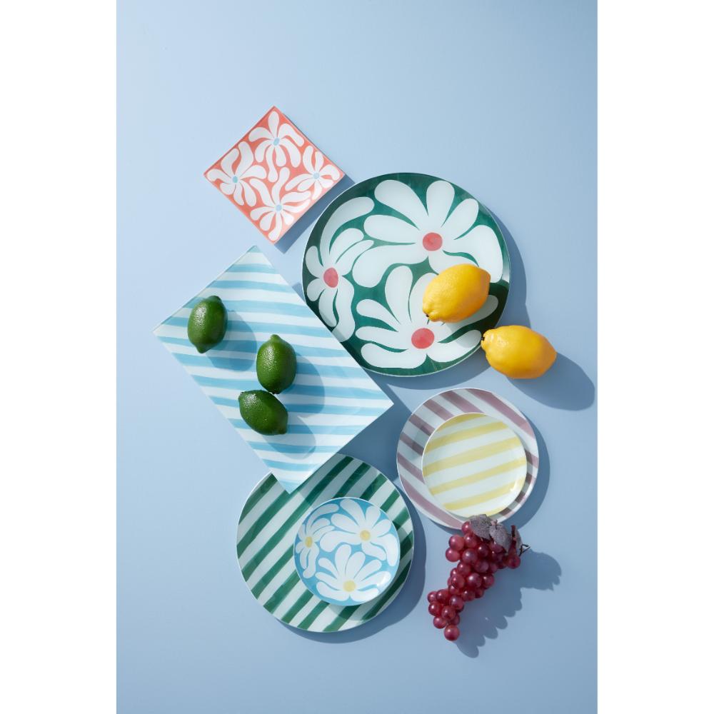 Emporium Lulu Glass Plate Collection with Flowers or stripes at MyHouse