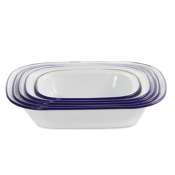 Falcon 5 Piece Oblong Pie Dish Set White & Blue