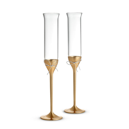 Vera Wang Wedgwood Love Knots Gold Giftware Toasting Flute Pair