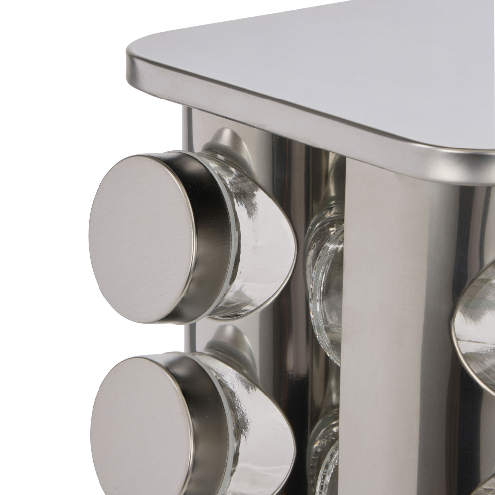Davis & Waddell Newbury Stainless Steel Spice Rack Jar Set Silver