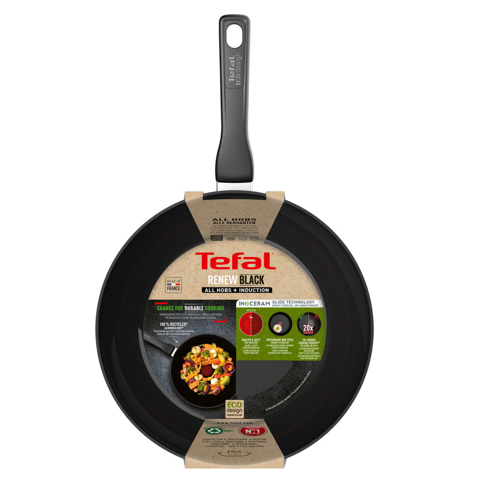 Tefal Renew Black Induction Ceramic Wok 28cm