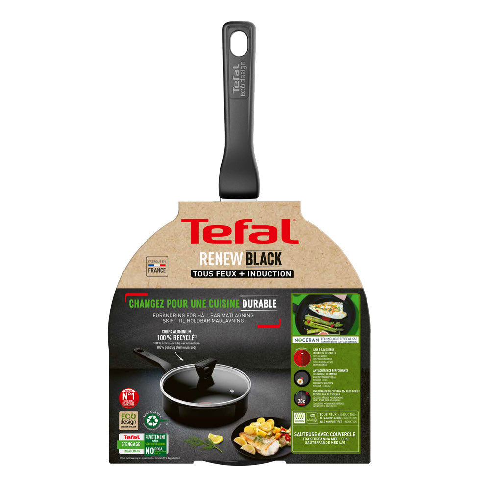 Tefal Renew Black Induction Ceramic Sautepan and Lid 24cm