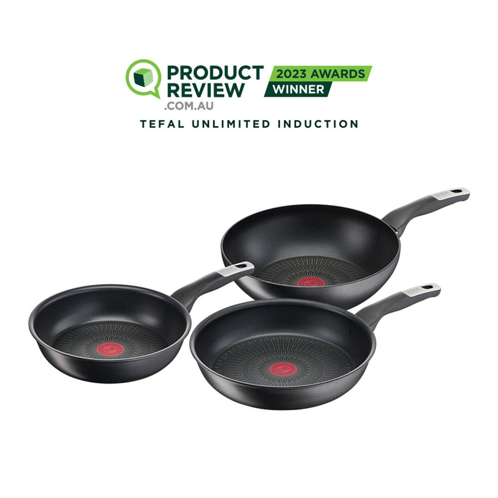 Tefal Unlimited Induction Non-Stick Triple Pack 24 & 28cm Frypan & 28cm Wok