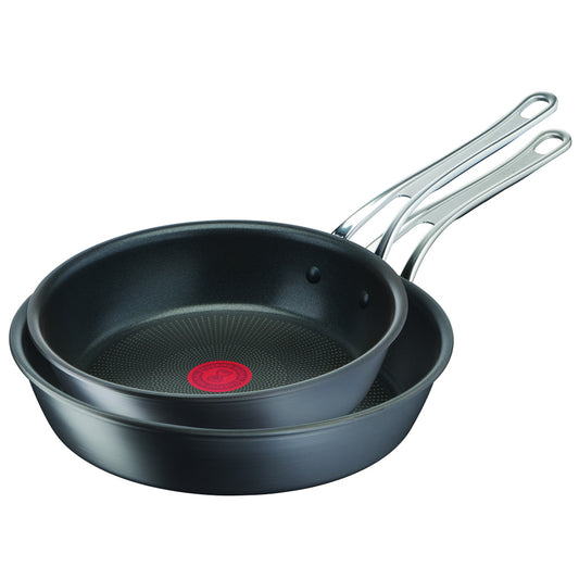 Jamie Oliver by Tefal Cooks Classic Set of 2 Induction Hard Anodised Frypans