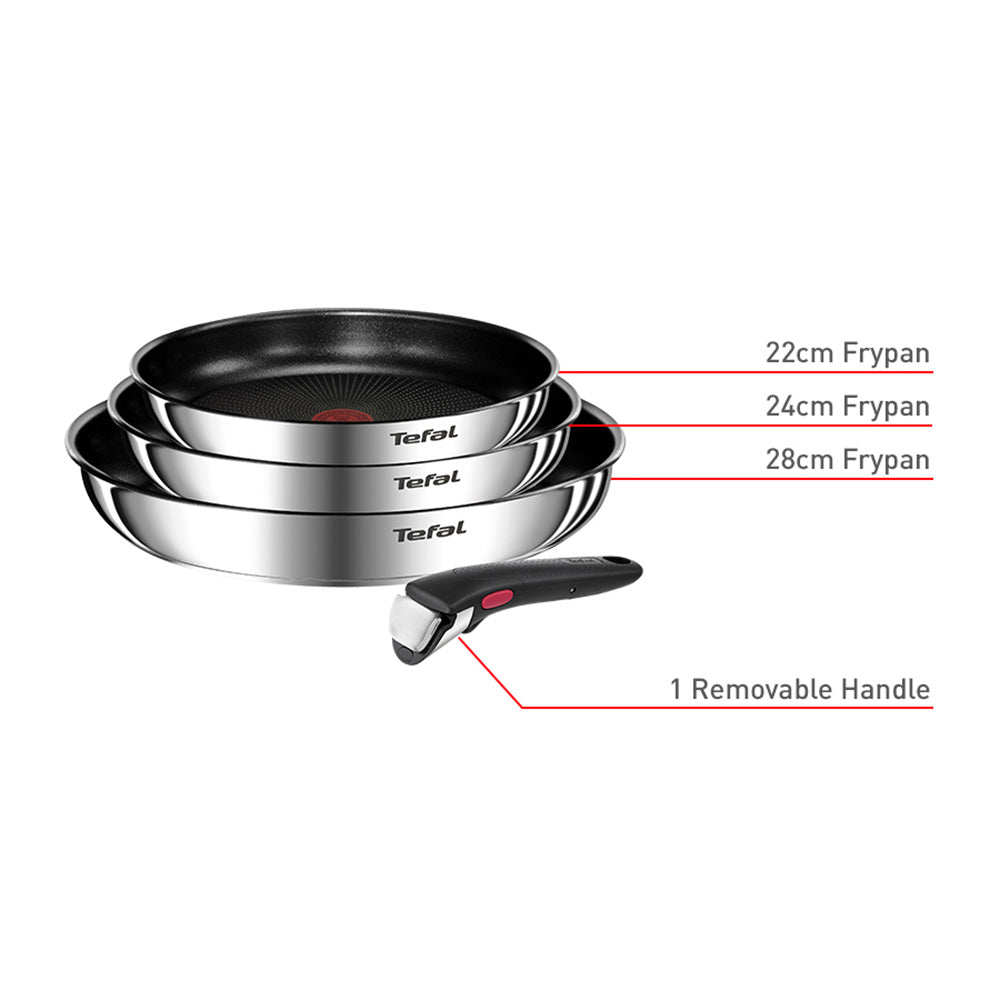 Tefal Ingenio Emotion 4 Piece Induction Non-stick Stainless Steel Frypan Set