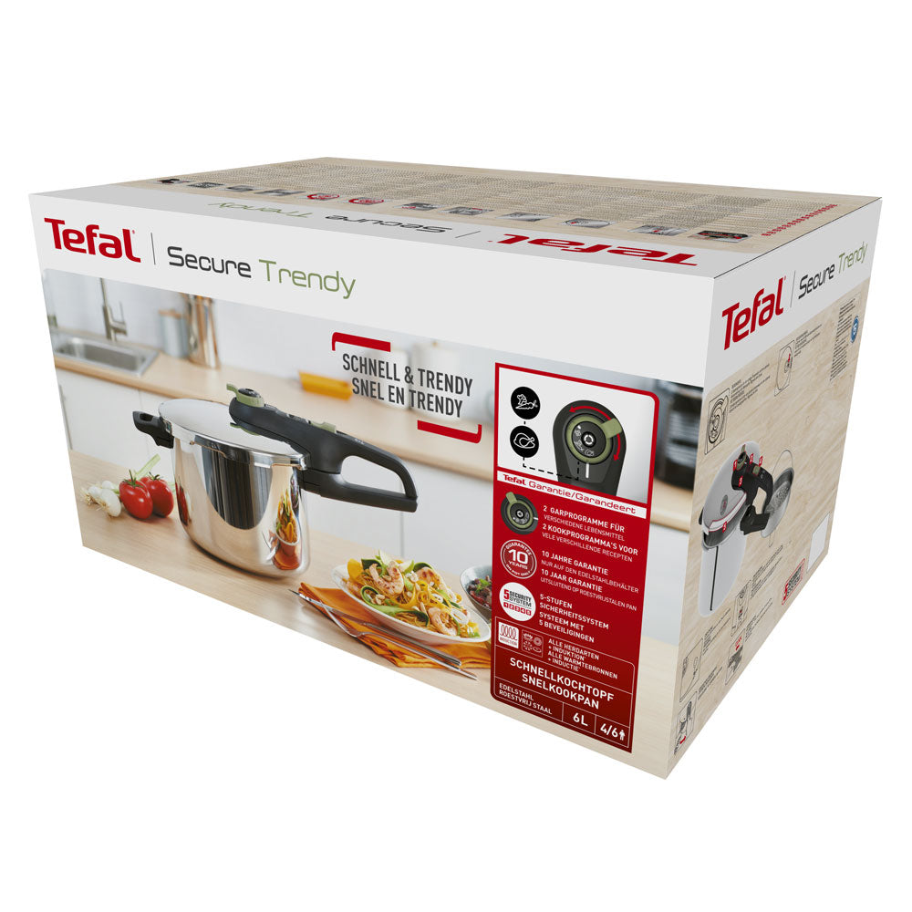 Tefal Secure Trendy Induction Stainless Steel Pressure Cooker 6L