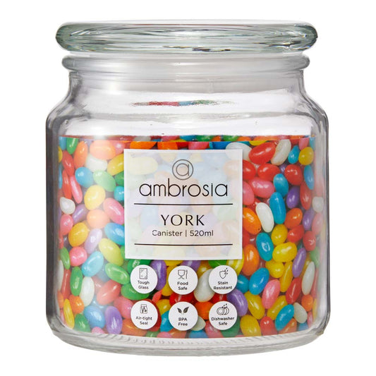 Ambrosia York Glass Canister 520ml