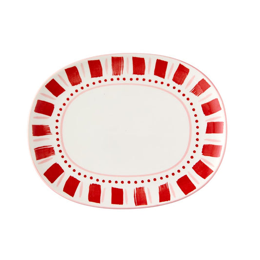 Ambrosia Siena Oval Plate 25cm Red Stripe - MyHouse