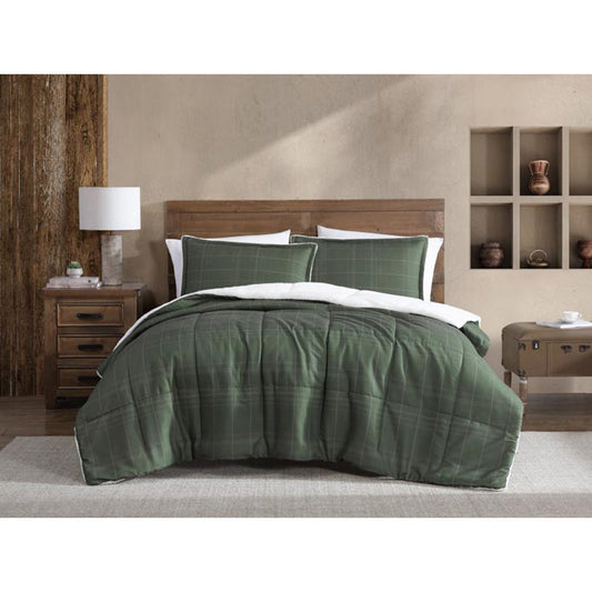 Ardor Boudoir Avalon Faux Fur Sherpa 3 Piece Comforter Set Green at MyHouse